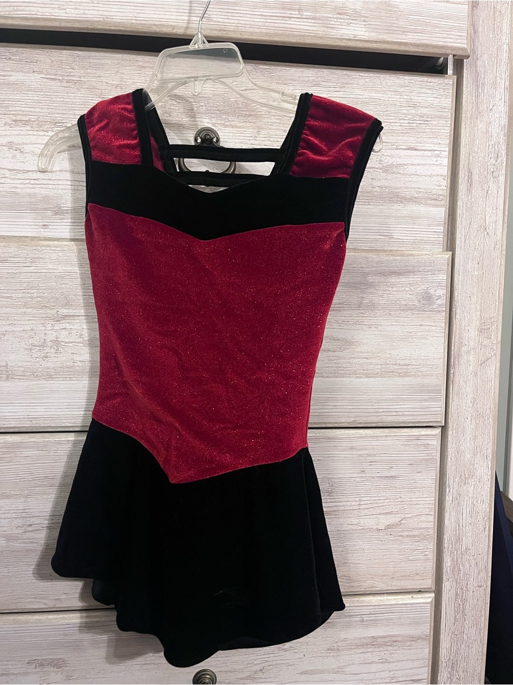 rebels Red and Black Velvet-Look Dance Dress